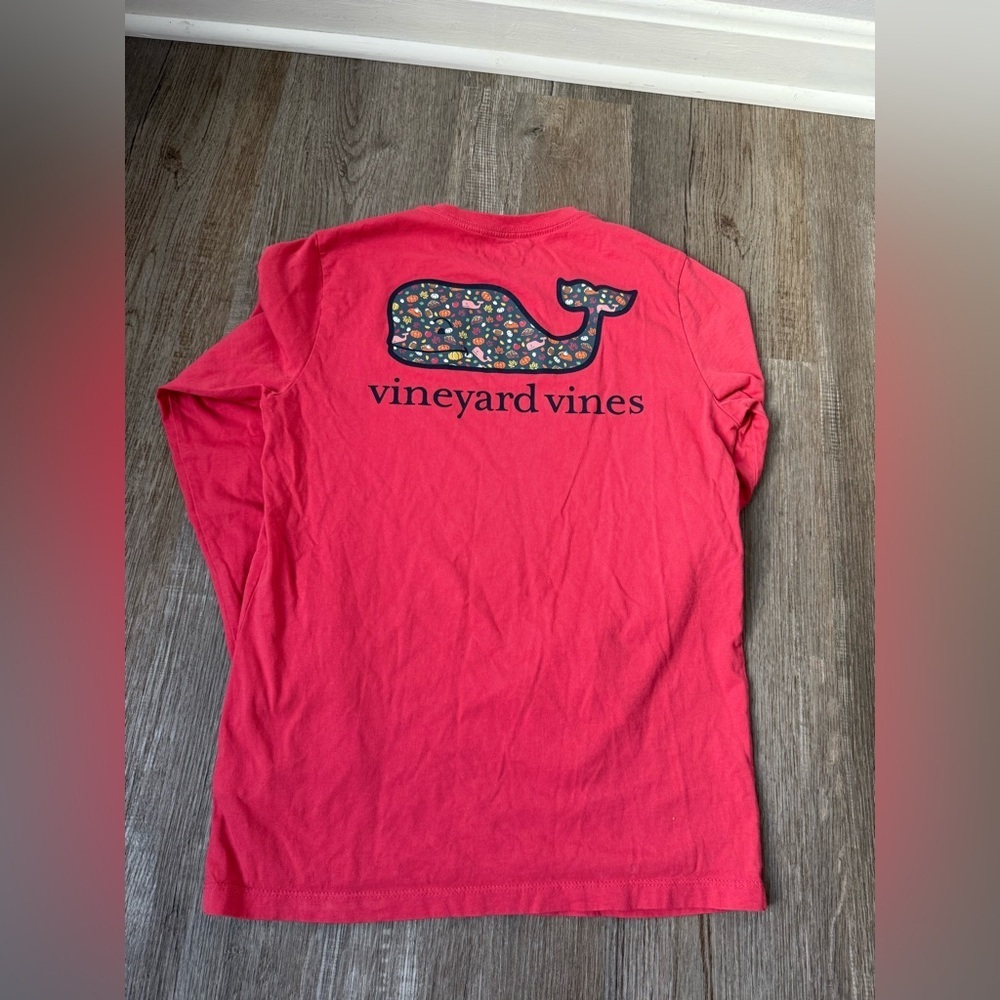 Vineyard Vines T-shirt Kids Fall Pumpkin Pink Long Sleeve T-Shirt Size M 12 14